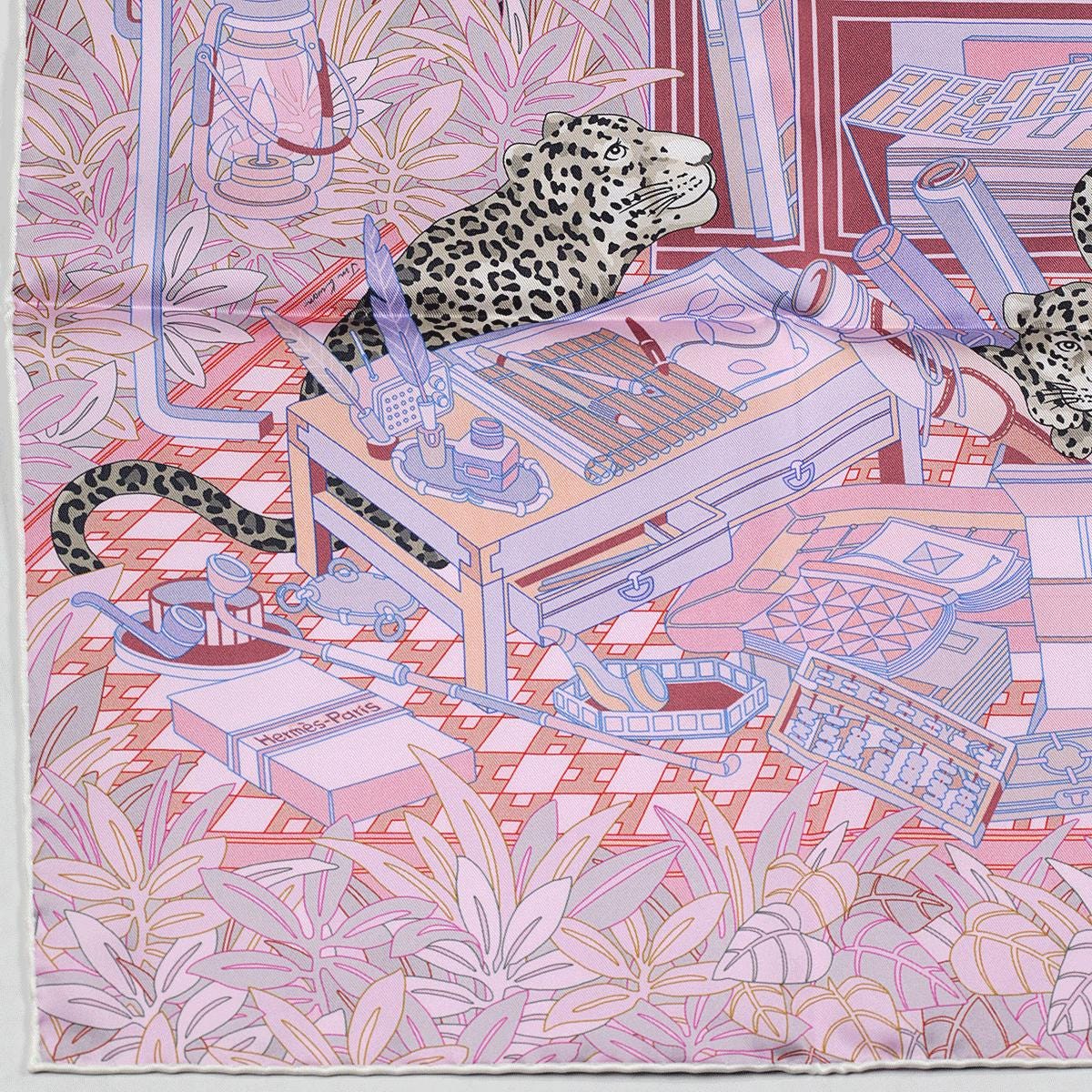 Hermes Scarf "Les Douze Léopards" by Jin Kwon 90cm Silk Double Face Carre