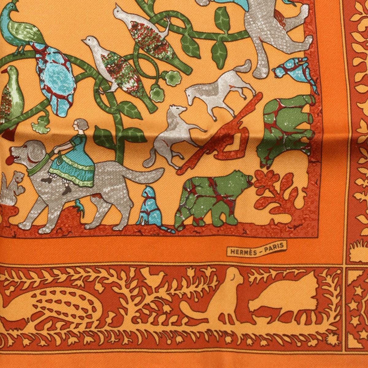 Hermes Scarf 45cm "Early America" by Françoise De La Perriere Silk Gavroche