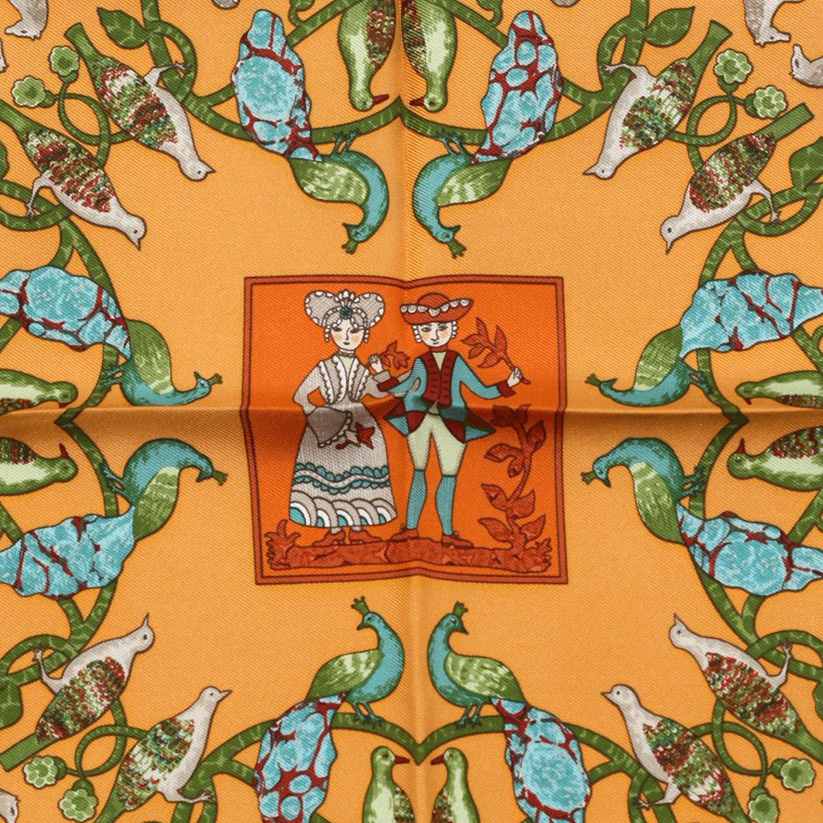 Hermes Scarf 45cm "Early America" by Françoise De La Perriere Silk Gavroche