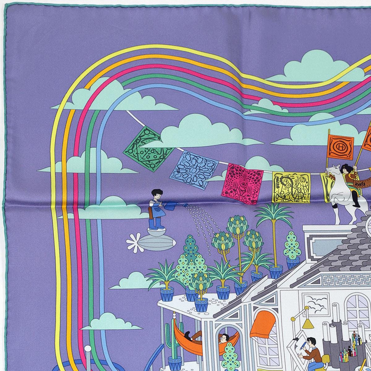 Hermes Scarf "La Maison des Carrés" by Pierre Marie 90cm Silk | Carre Foulard
