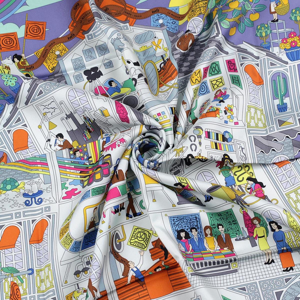 Hermes Scarf "La Maison des Carrés" by Pierre Marie 90cm Silk | Carre Foulard