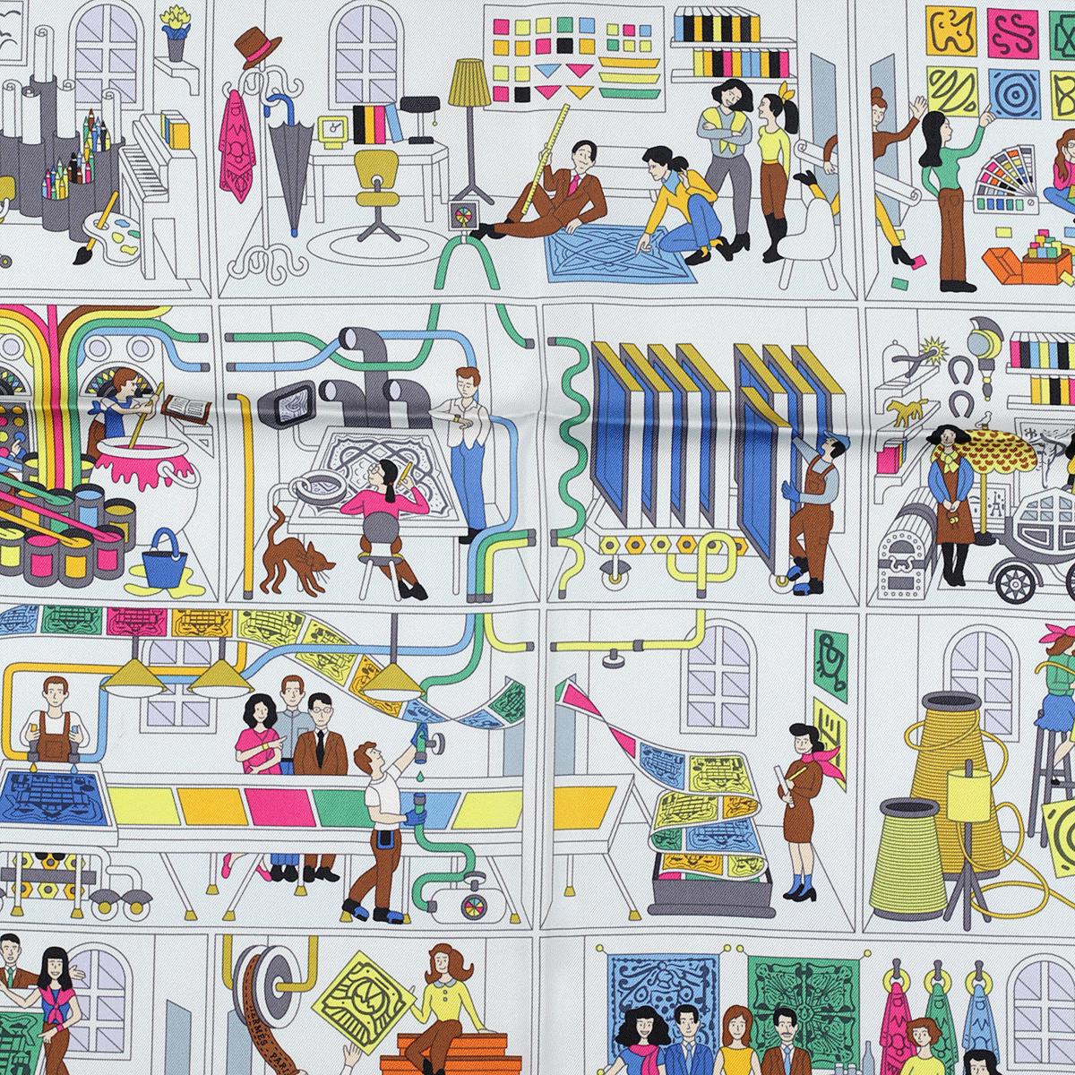 Hermes Scarf "La Maison des Carrés" by Pierre Marie 90cm Silk | Carre Foulard
