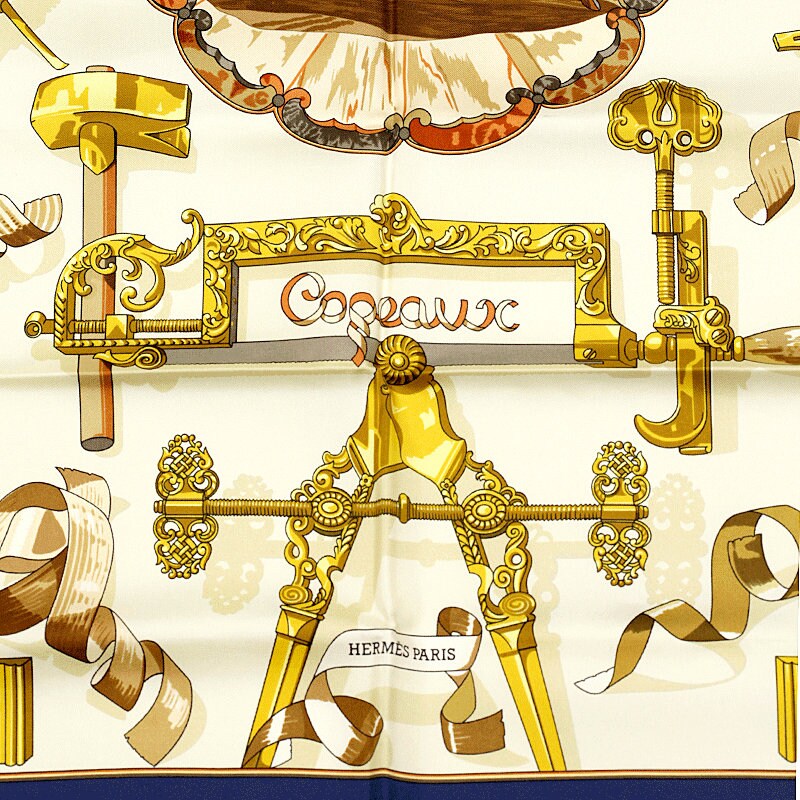 Hermes Scarf "Copeaux" by Caty Latham 90cm Silk | Carre Foulard