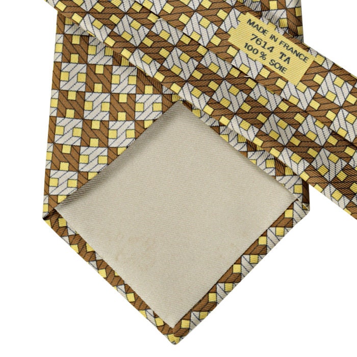 Hermes Men's Silk Tie Geometric H Pattern 7614