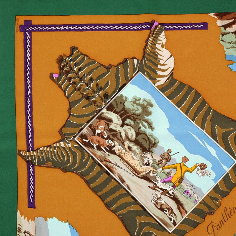 Hermes Scarf "Chasse en Afrique" by Hugo Grygkar 90cm Silk | Foulard Carre Grail