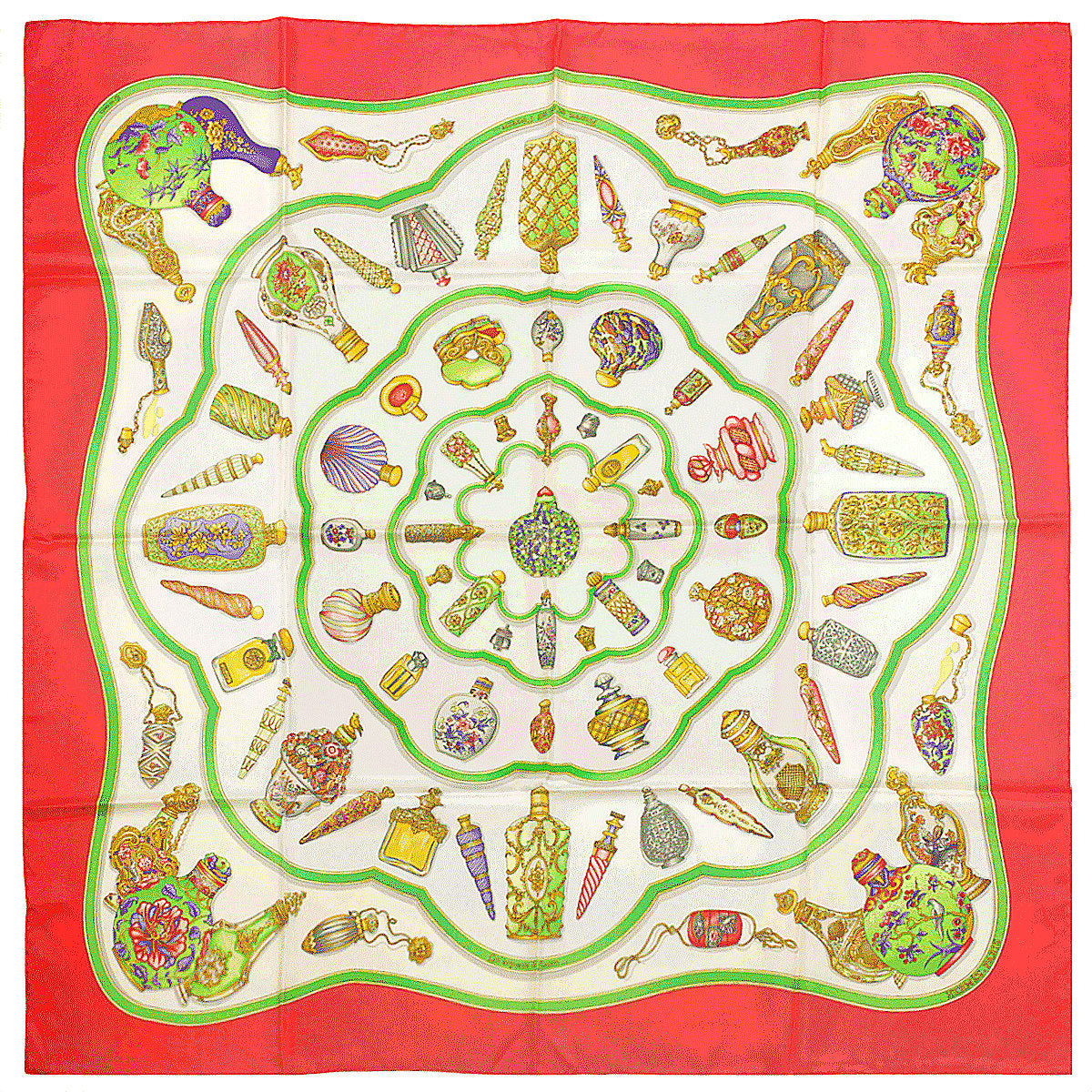Hermes Scarf "Flacons" by Catherine Baschet 90cm Silk | Foulard Carre