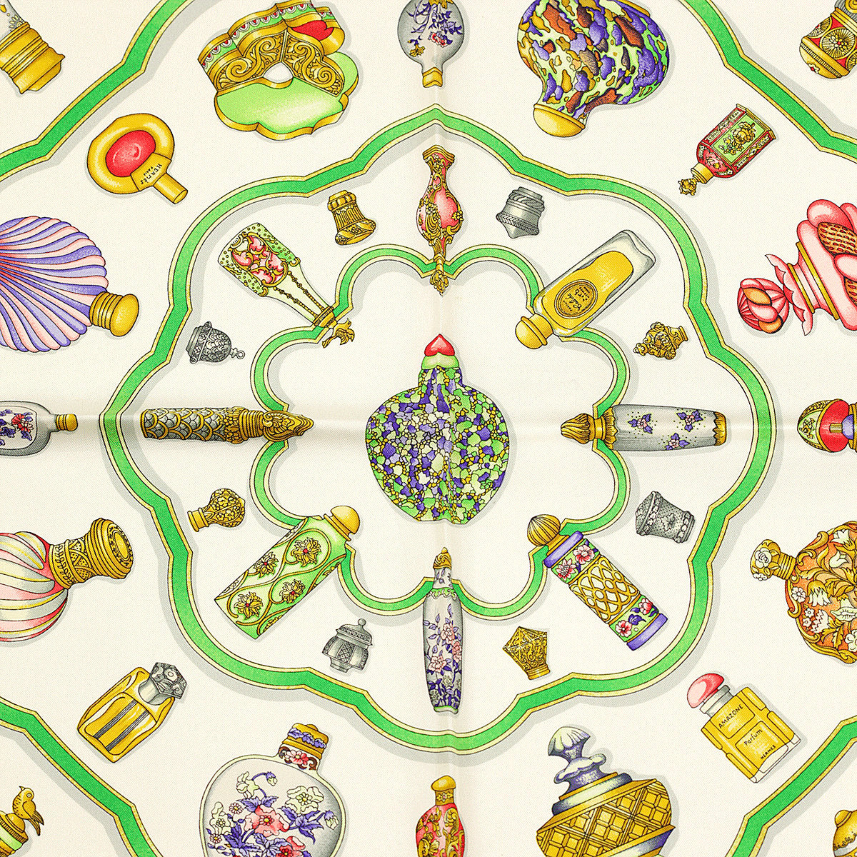Hermes Scarf "Flacons" by Catherine Baschet 90cm Silk | Foulard Carre