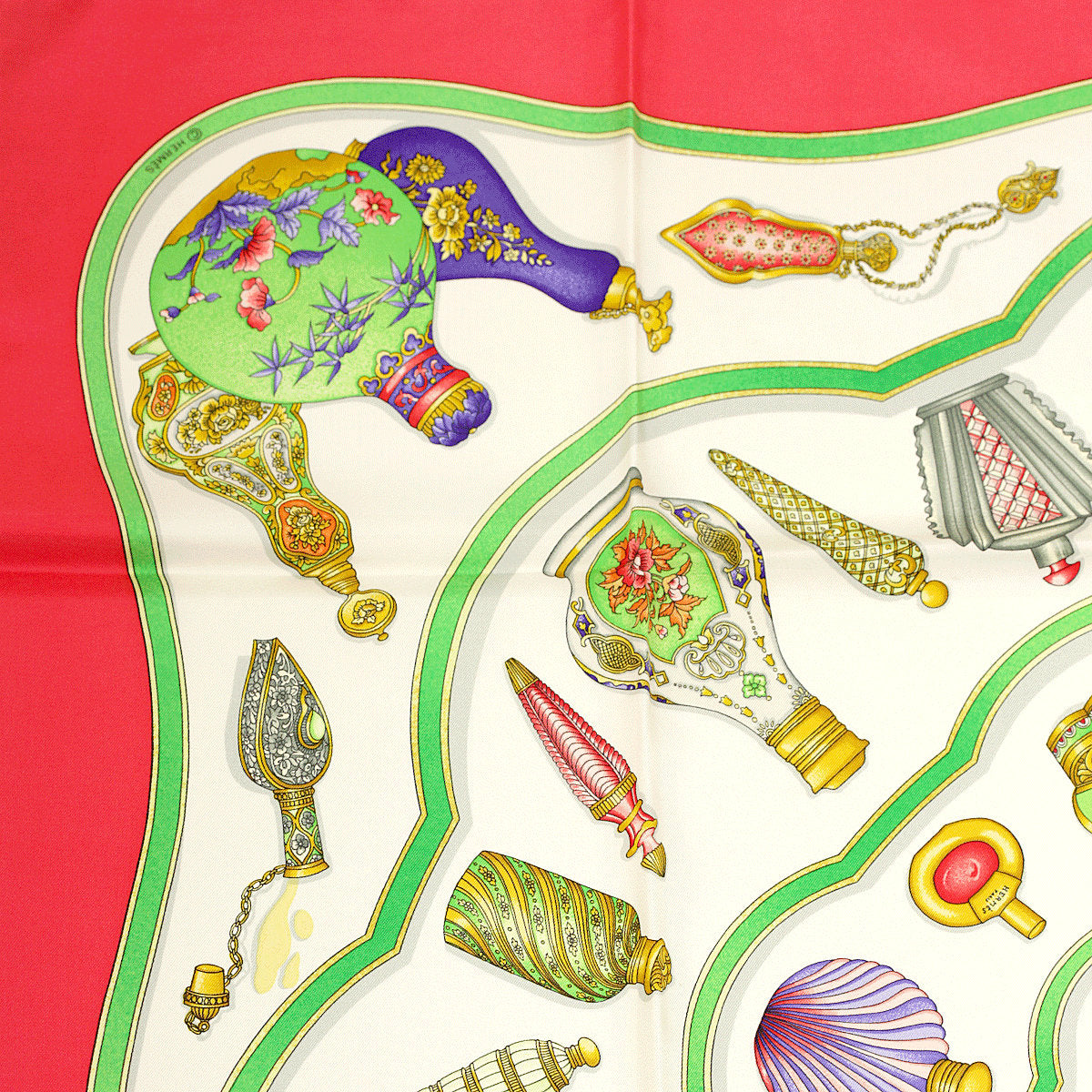 Hermes Scarf "Flacons" by Catherine Baschet 90cm Silk | Foulard Carre