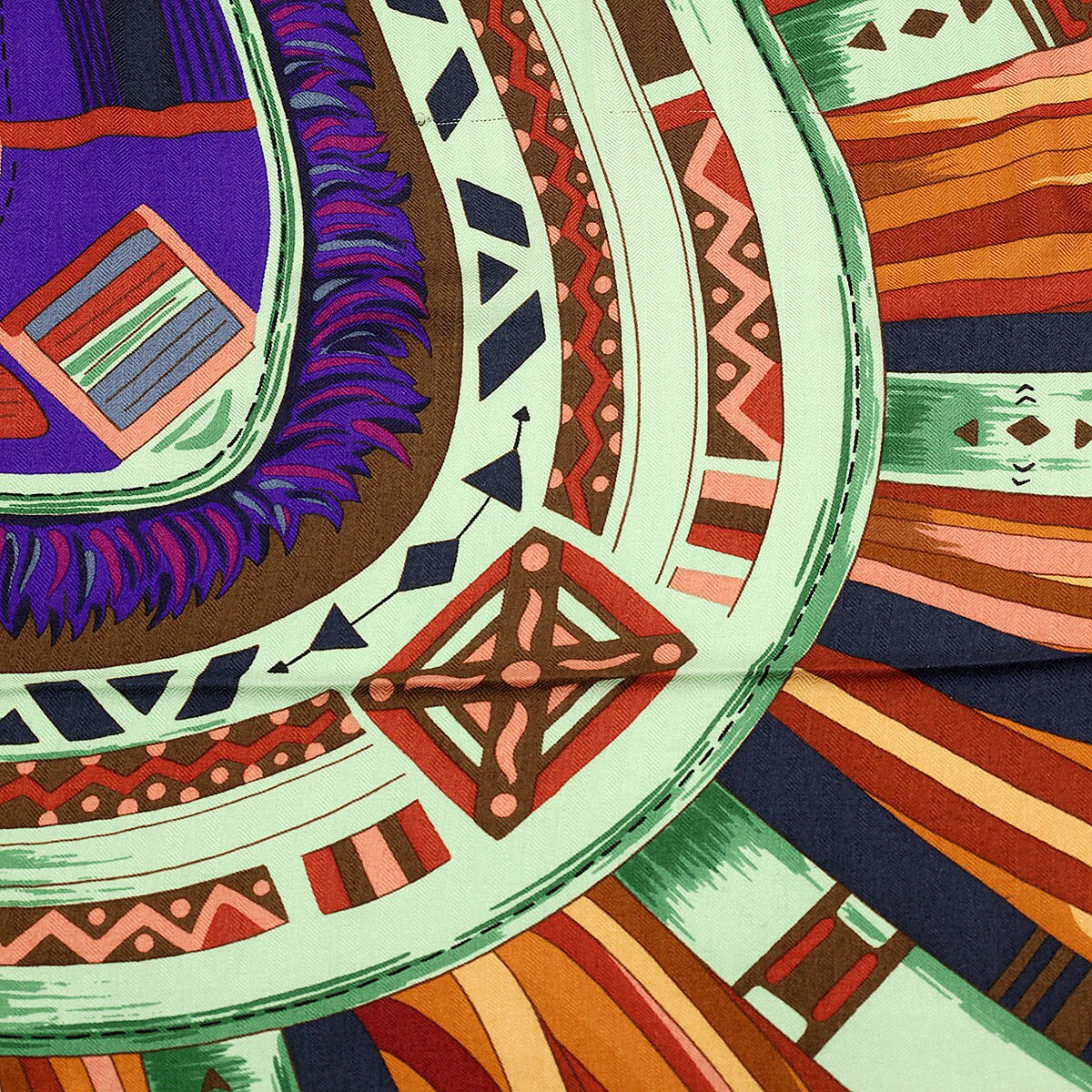 Hermes Cashmere Shawl 140cm GM "Cuirs du Desert II" by Françoise De La Perriere | Scarf Carre Foulard