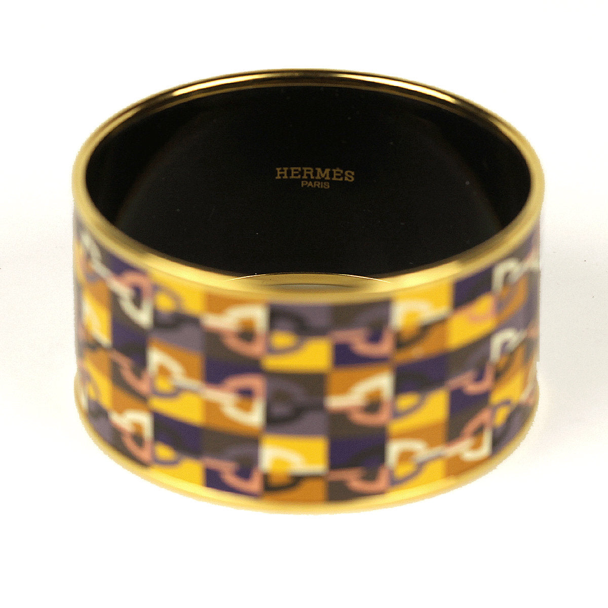 Hermes Bracelet 65 X-Wide Enamel Palladium Gold Chaine d'Ancre Pattern | Bangle SHW