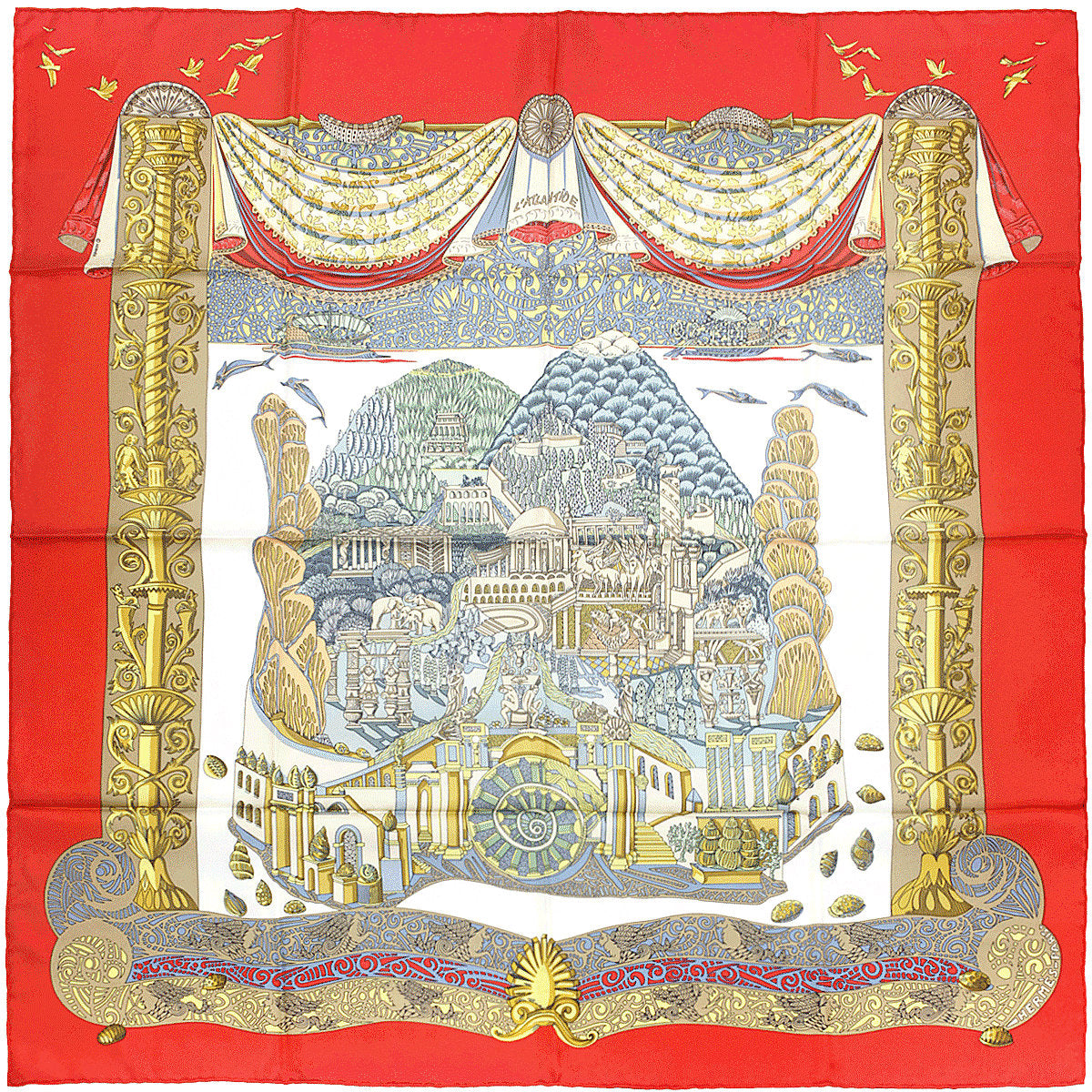 Hermes Scarf "L'Atlantide" by Annie Faivre 90cm Silk | Carre Foulard