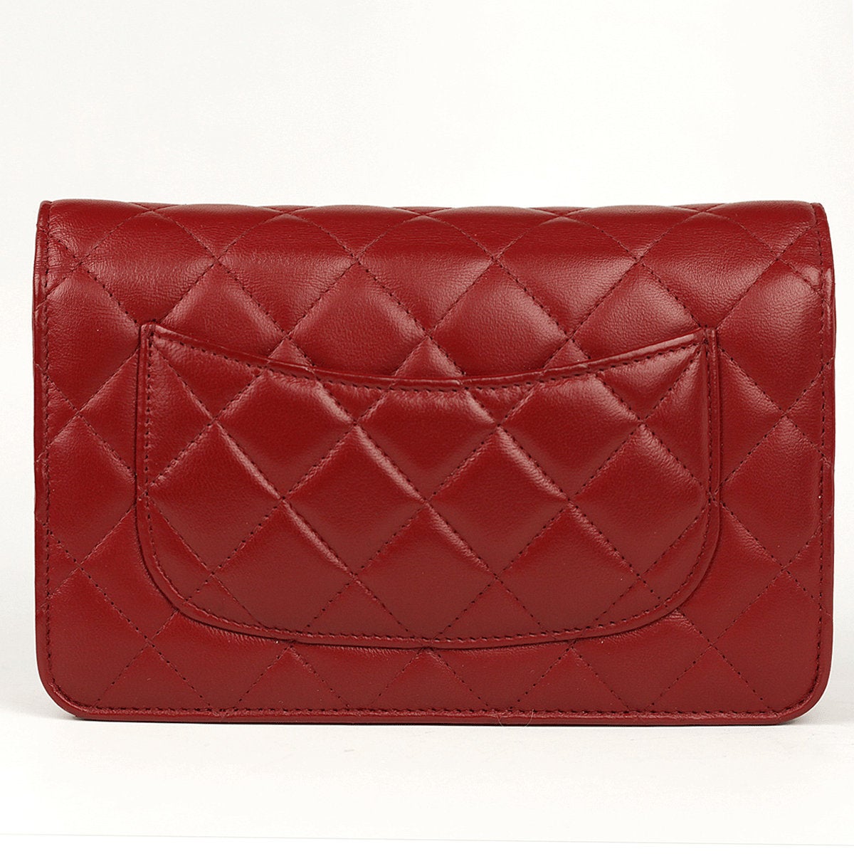 Chanel Bag Wallet on Chain (WOC) Red Quilted Lambskin Leather with Silver Hardware