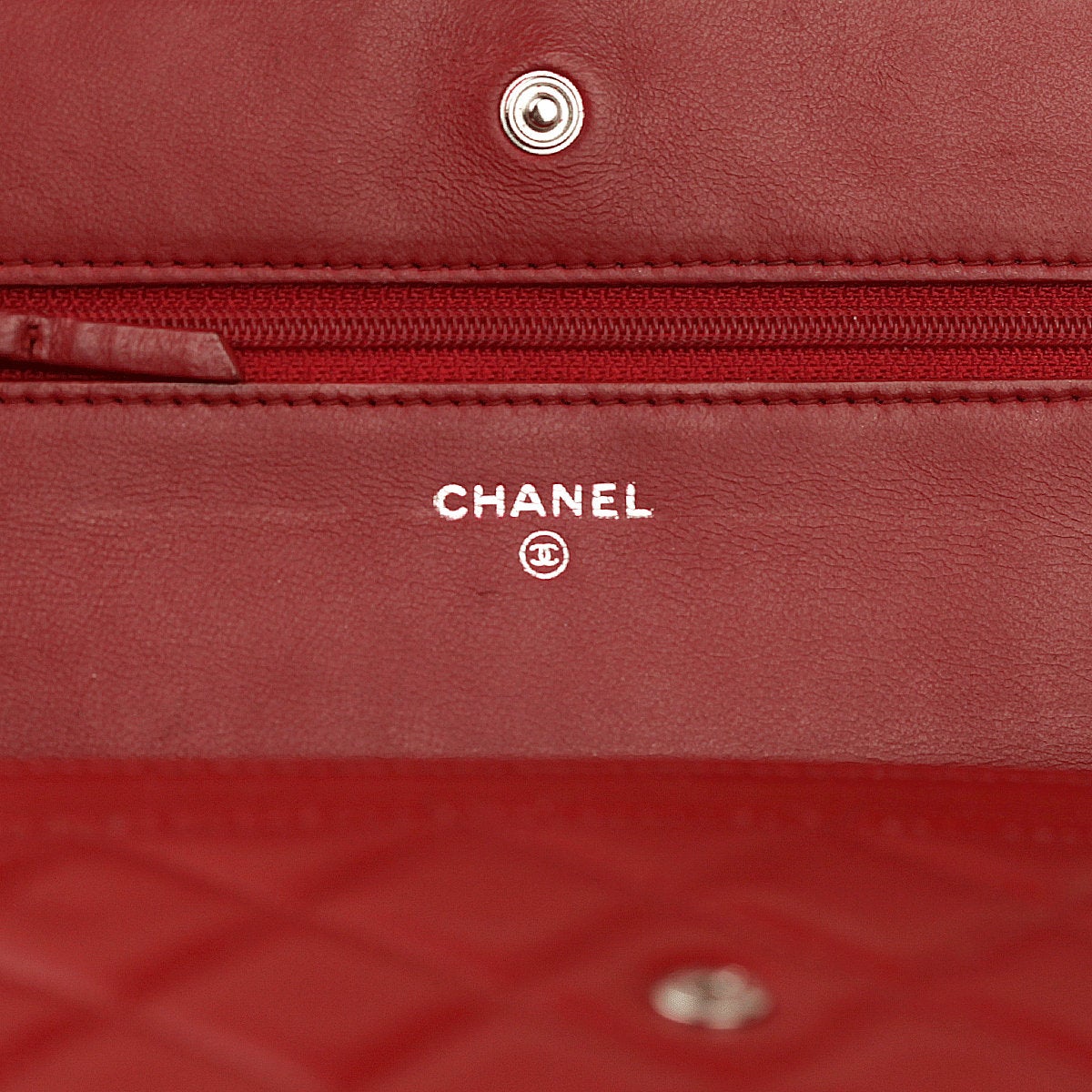 Chanel Bag Wallet on Chain (WOC) Red Quilted Lambskin Leather with Silver Hardware
