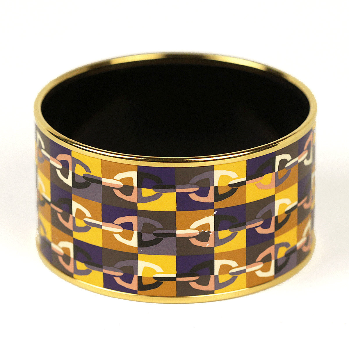 Hermes Bracelet 65 X-Wide Enamel Palladium Gold Chaine d'Ancre Pattern | Bangle SHW