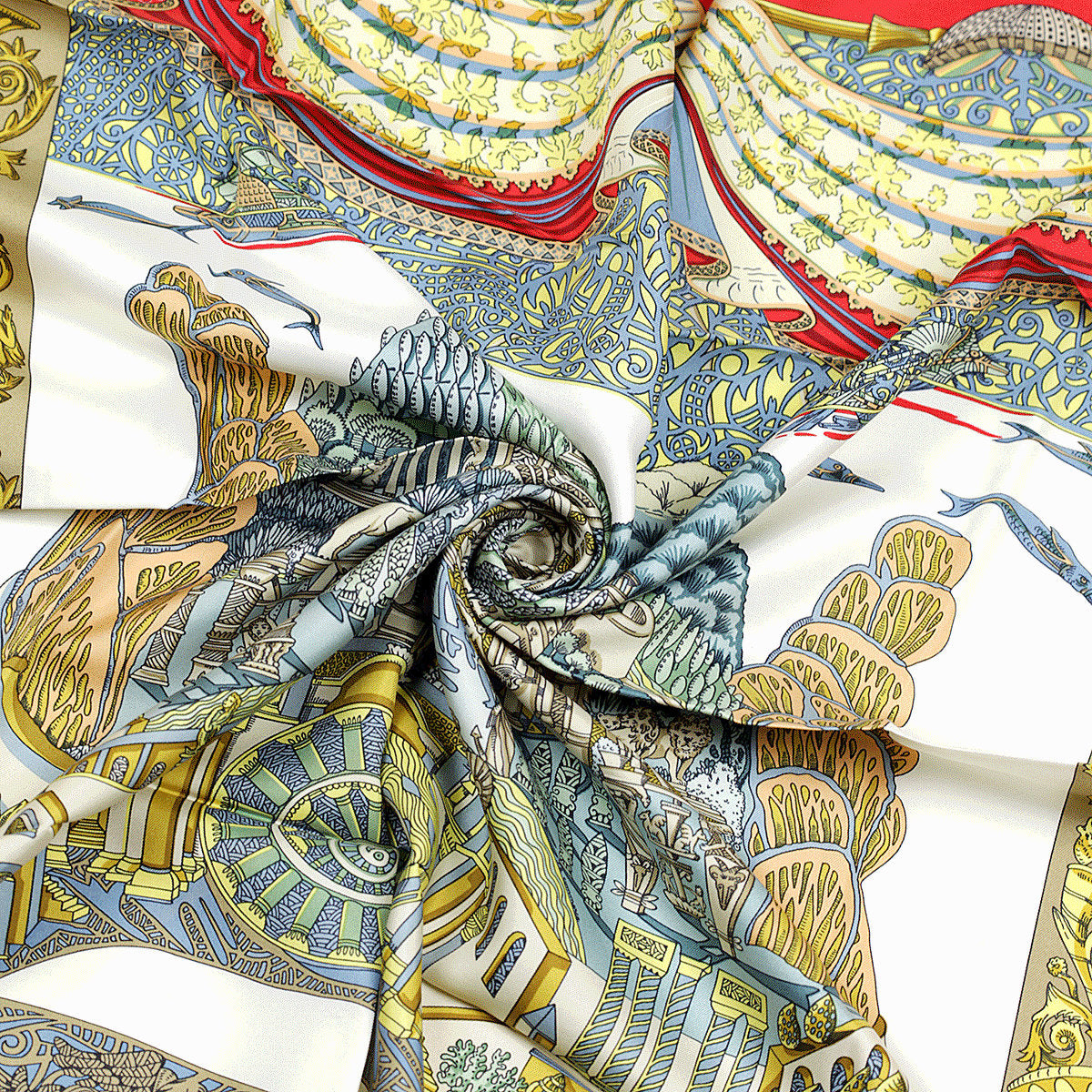 Hermes Scarf "L'Atlantide" by Annie Faivre 90cm Silk | Carre Foulard