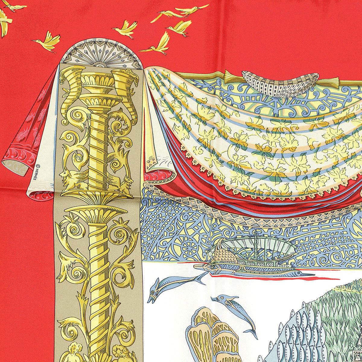 Hermes Scarf "L'Atlantide" by Annie Faivre 90cm Silk | Carre Foulard