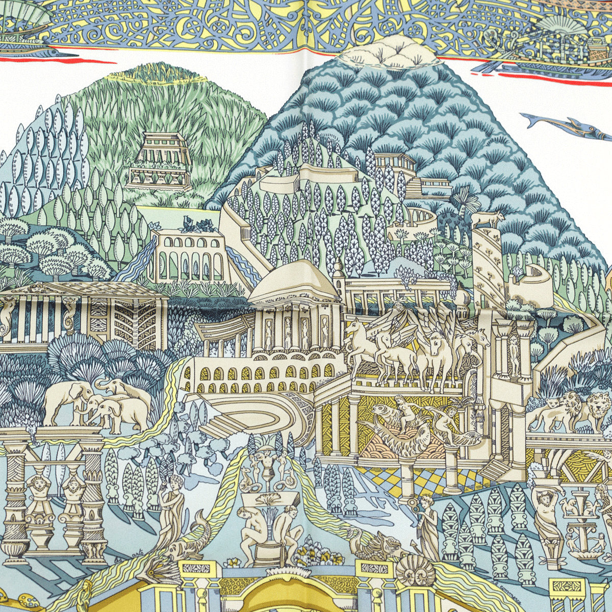 Hermes Scarf "L'Atlantide" by Annie Faivre 90cm Silk | Carre Foulard