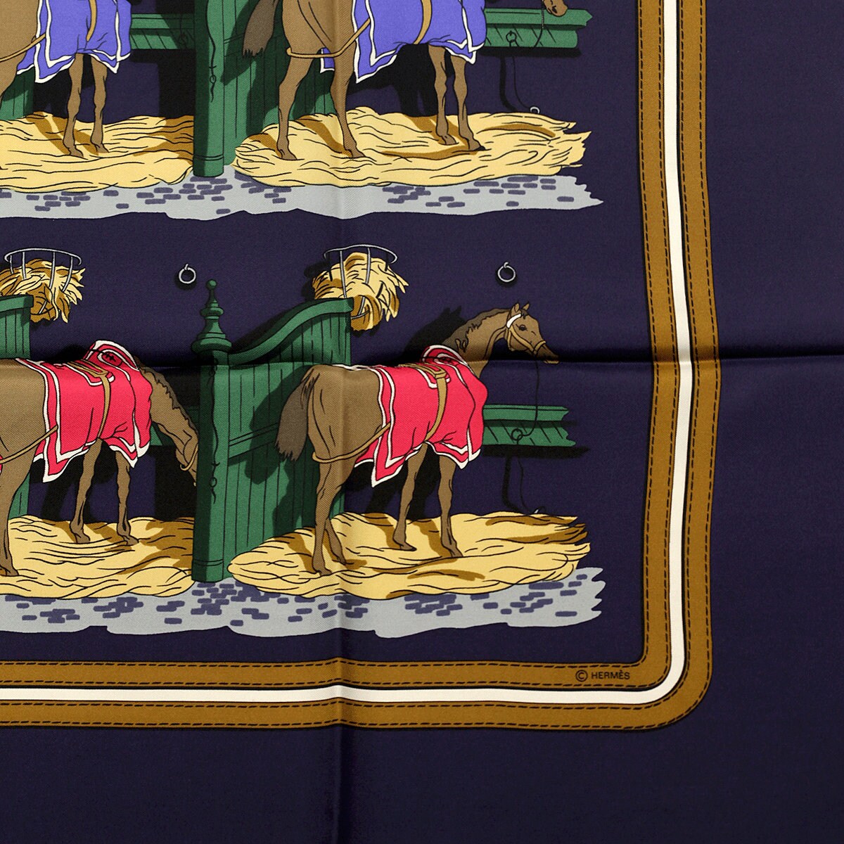 Hermes Scarf "Ecuries" by Hugo Grygkar 90cm Silk | Foulard Carre