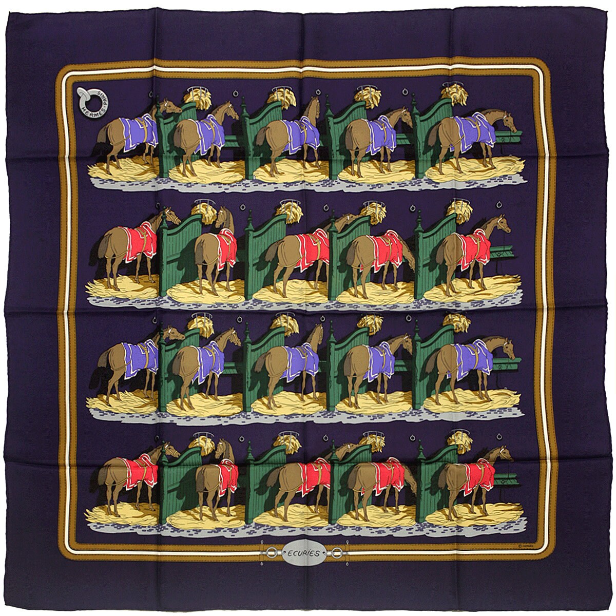 Hermes Scarf "Ecuries" by Hugo Grygkar 90cm Silk | Foulard Carre