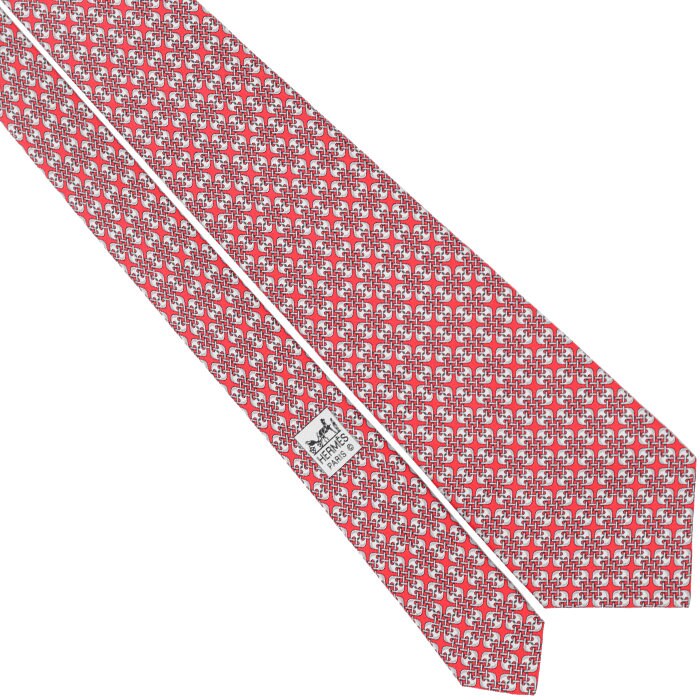 Hermes Men's Silk Tie Geometric Pattern 5529