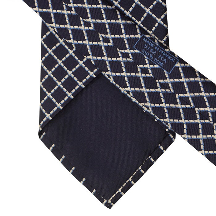 Hermes Men's Silk Tie Geometric Pattern 5142