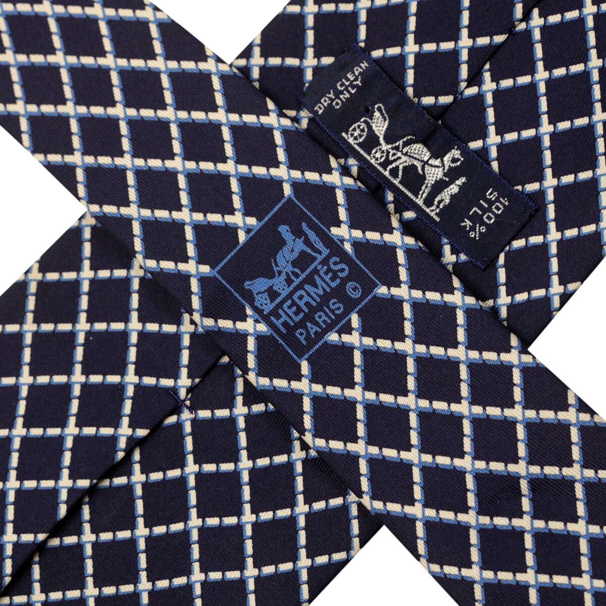 Hermes Men's Silk Tie Geometric Pattern 5142