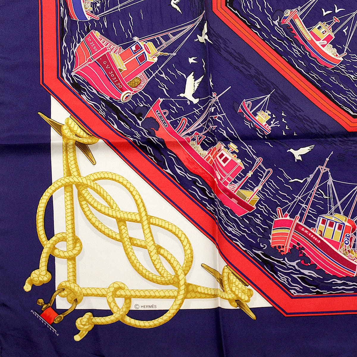 Hermes Scarf "Retour de Peche" by Francoise De La Perriere 90cm Silk | Carre
