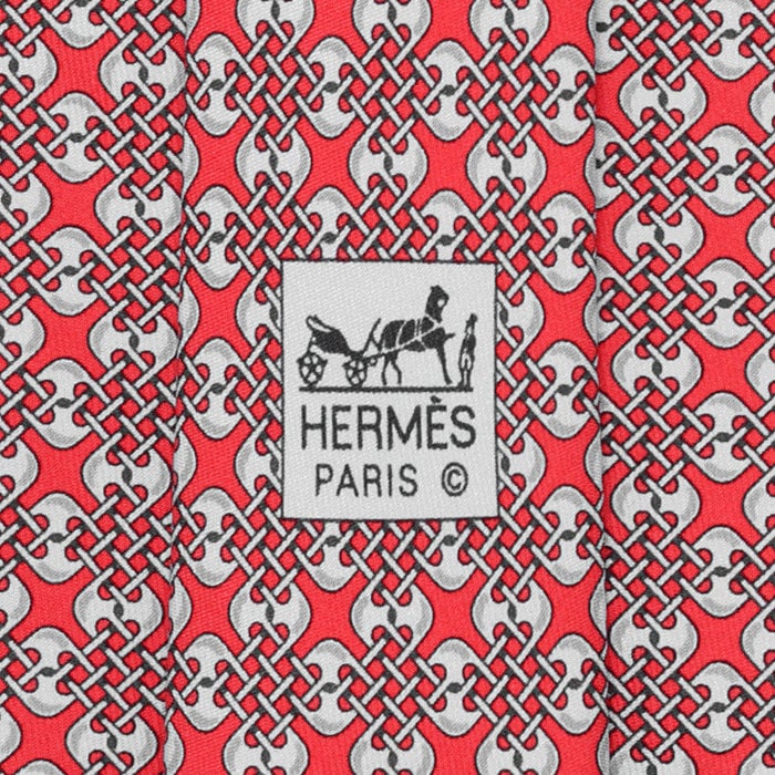 Hermes Men's Silk Tie Geometric Pattern 5529