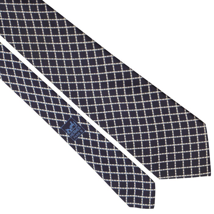 Hermes Men's Silk Tie Geometric Pattern 5142