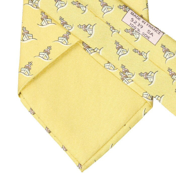 Hermes Men's Silk Tie Whisical Tugboats Pattern 5239