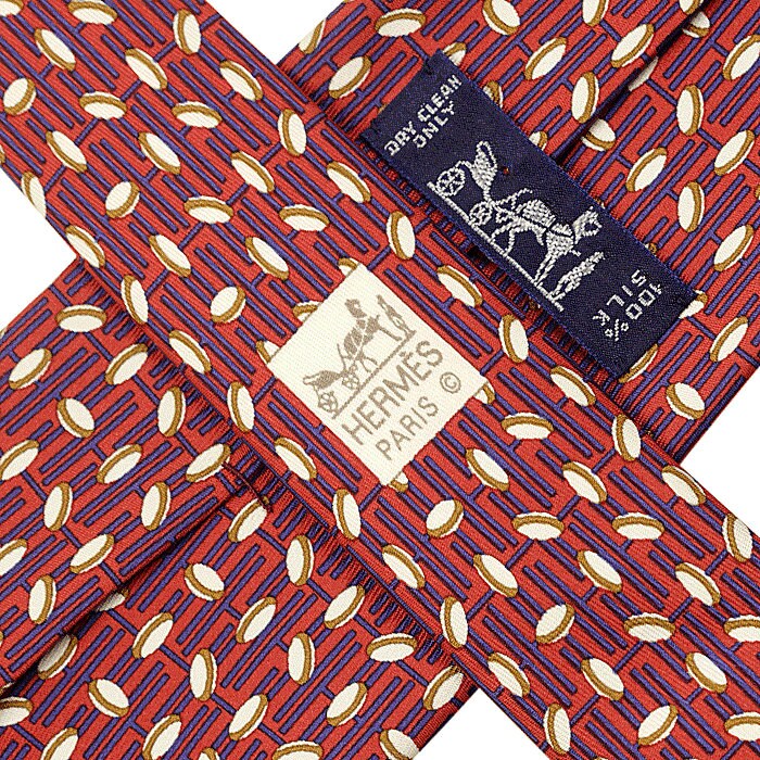 Hermes Men's Silk Tie Geometric Pattern 5617
