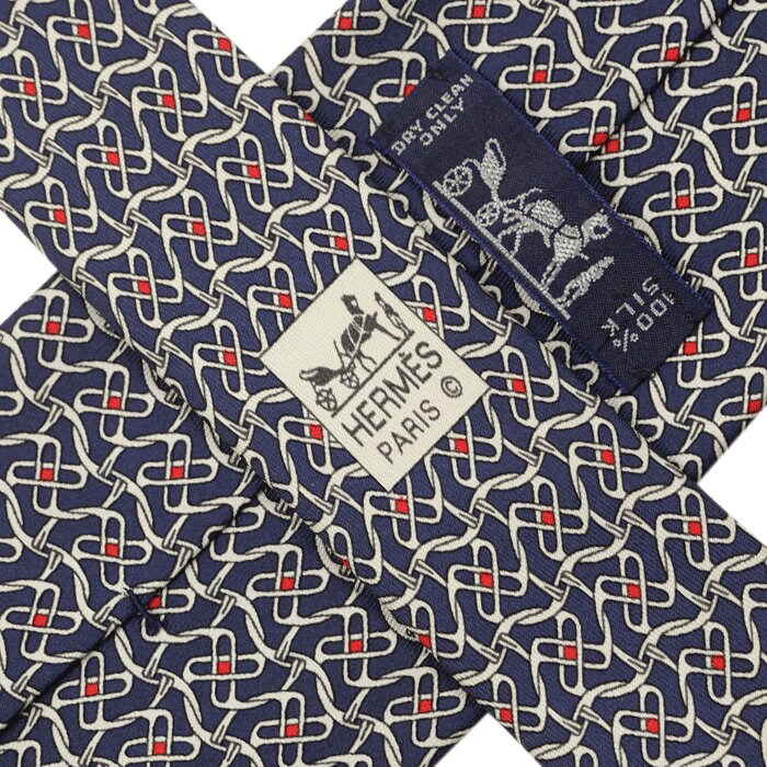 Hermes Men's Silk Tie Equestrian Geometric Pattern 5525