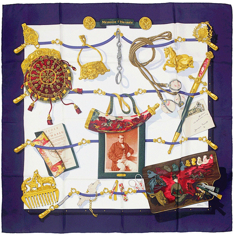 Hermes Scarf "Memoire d'Hermes" by Caty Latham 90cm Silk | Foulard Carre