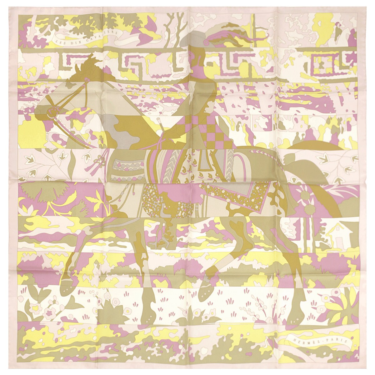 Hermes Scarf "Dix Cavaliers" by Cyrille Diatkine 90cm Silk | Foulard Carre