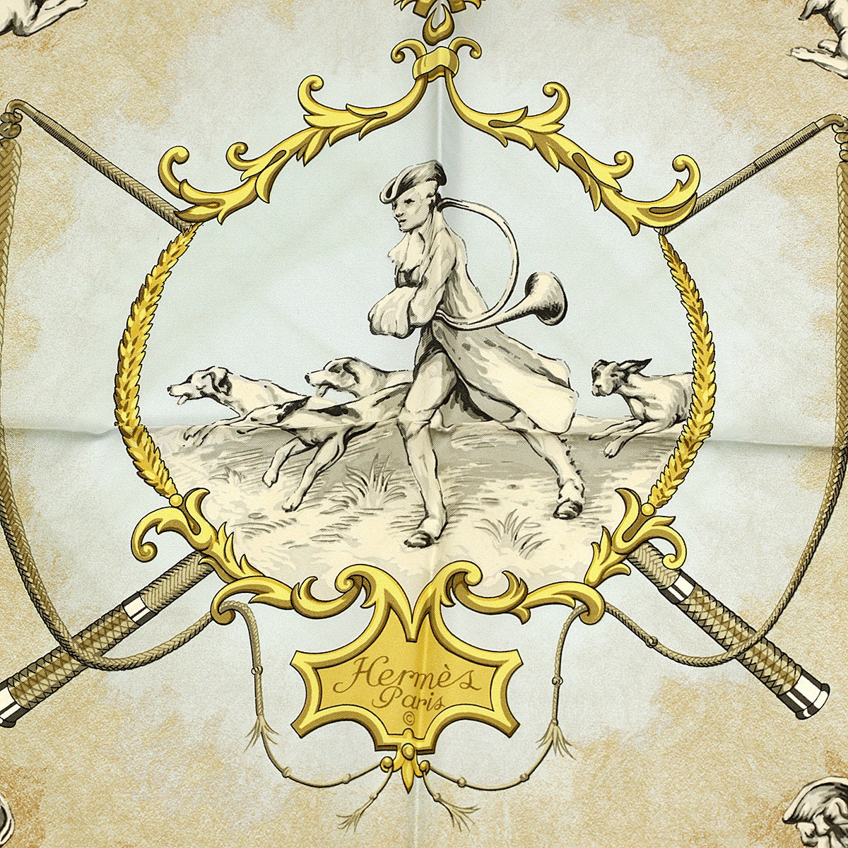 Hermes Scarf "Chiens et Valets" by Charles Hallo 90cm Silk | Carre Foulard