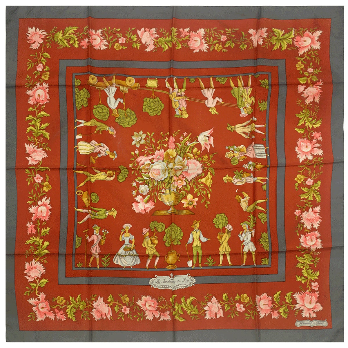 Hermes Scarf "Jardiniers du Roy" by Maurice Tranchant 90cm Silk | Carre Foulard