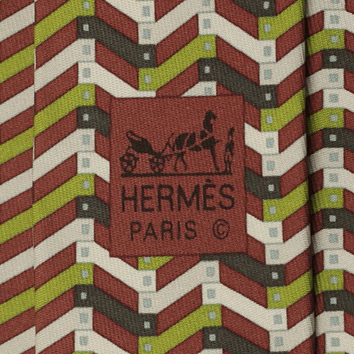 Hermes Men's Silk Tie Geometric Pattern 5375