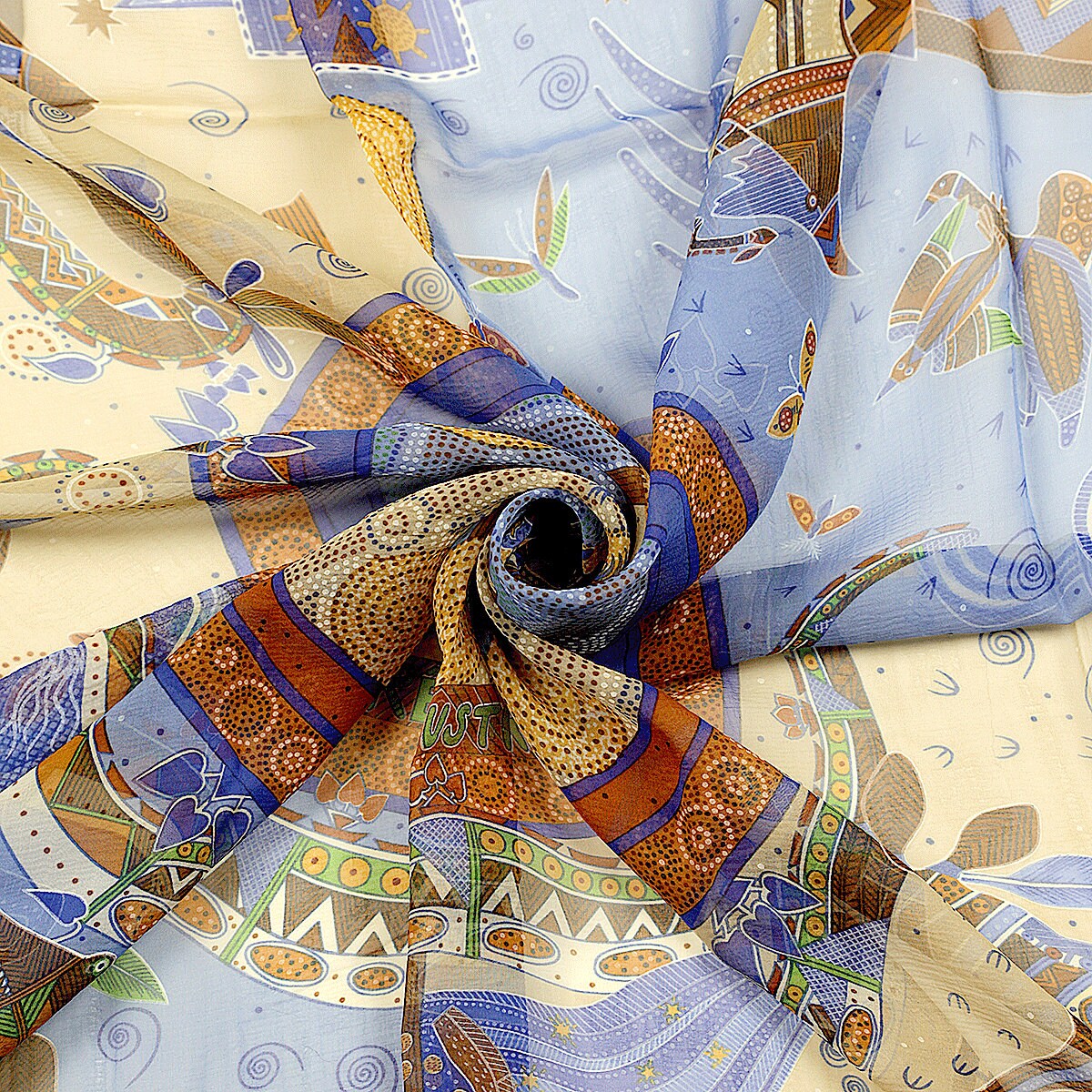 Hermes Scarf "Reve d'Australie" by Zoè Pauwels 140cm Mousseline Chiffon Silk | Carre Foulard