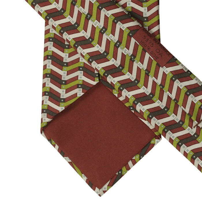 Hermes Men's Silk Tie Geometric Pattern 5375