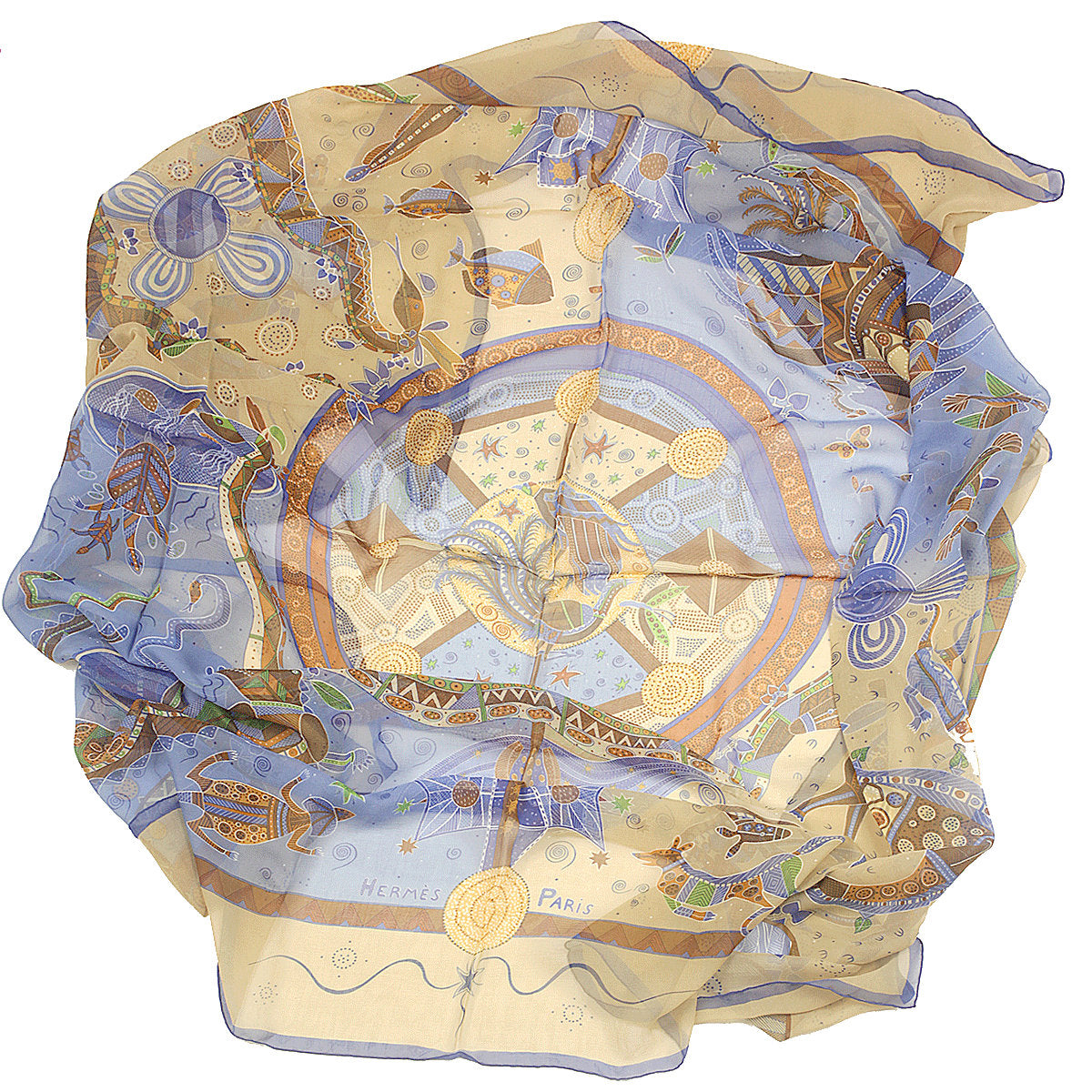 Hermes Scarf "Reve d'Australie" by Zoè Pauwels 140cm Mousseline Chiffon Silk | Carre Foulard
