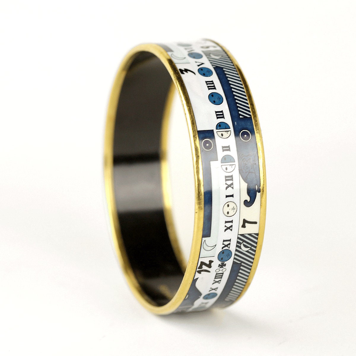 Hermes Bracelet 70 Wide Gold Enamel Astrologie Nouvelle | Bangle GHW