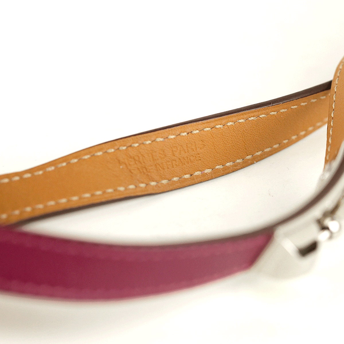 Hermes Bracelet Rivale Double Tour Calfskin Leather Palladium Silver Hardware
