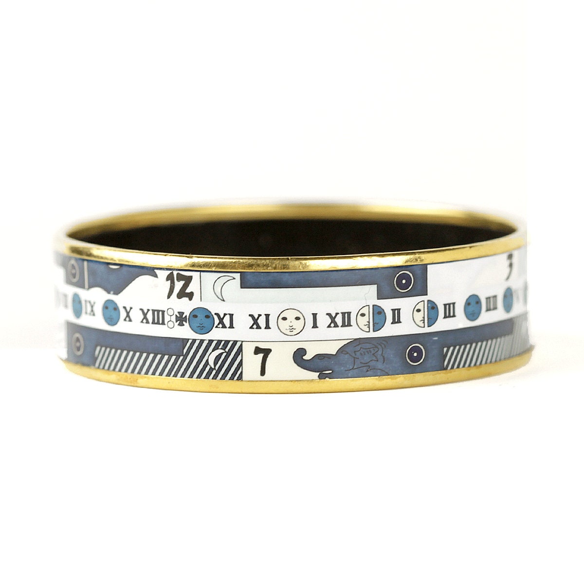 Hermes Bracelet 70 Wide Gold Enamel Astrologie Nouvelle | Bangle GHW
