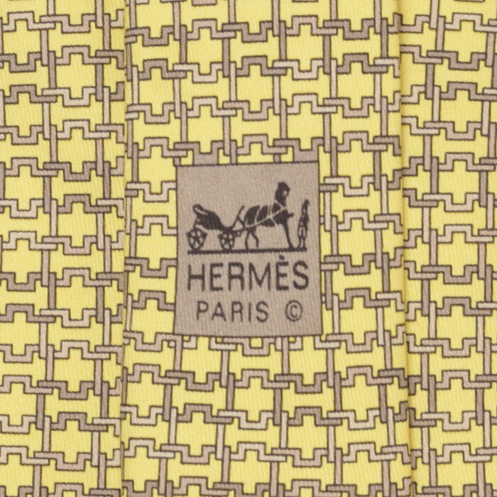 Hermes Men's Silk Tie Geometric Pattern 7986