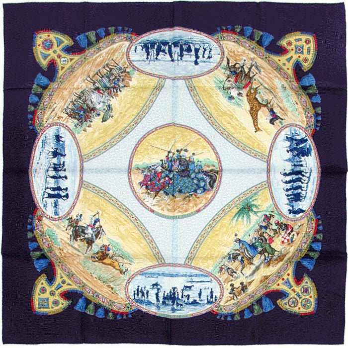 Hermes Scarf "Cavaliers Peuls" by Jean De Fougerolle 90cm Silk | Carre Foulard