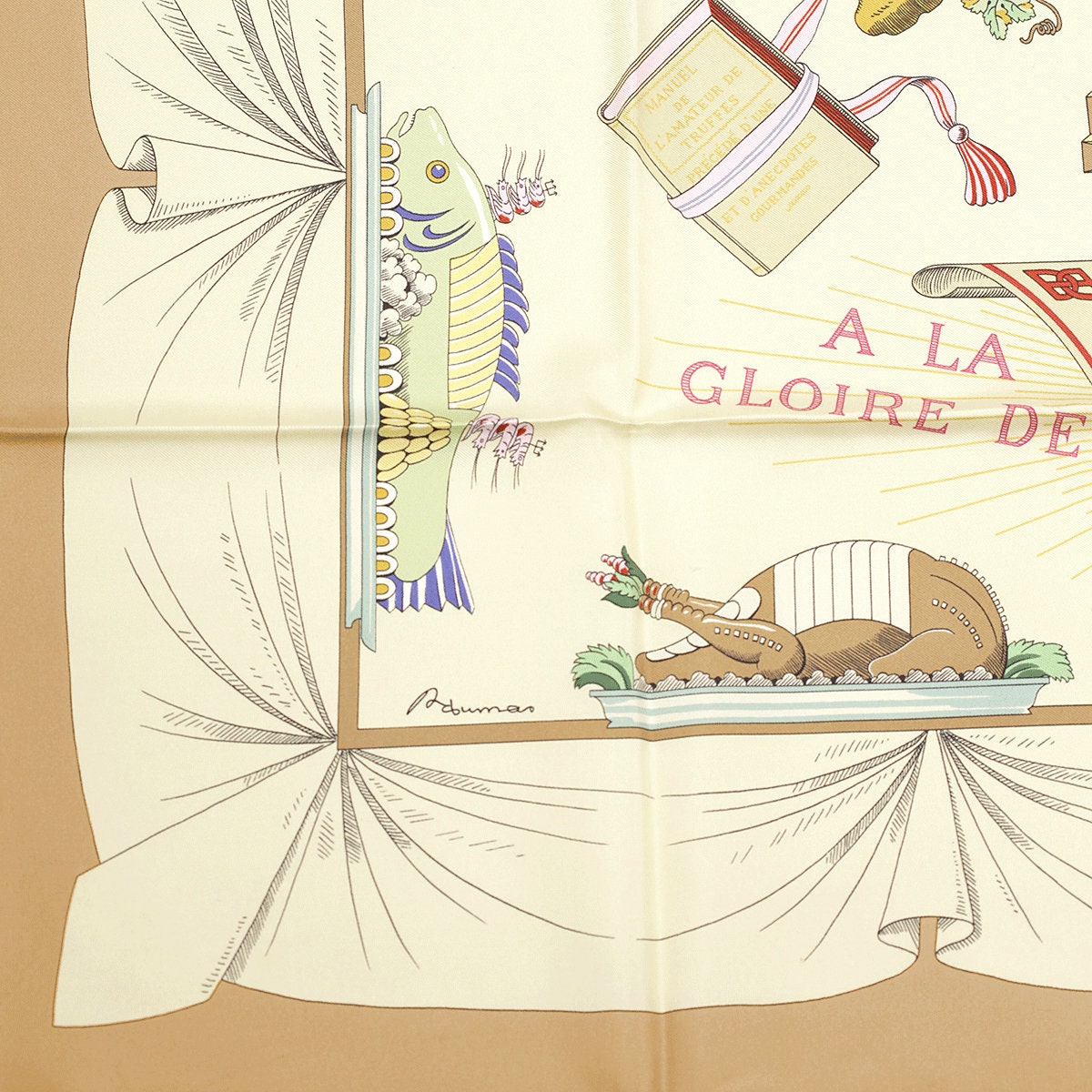 Hermes Scarf "A la Gloire de la Cuisine Francaise" by Philippe Dumas 90cm Silk | Carre Foulard