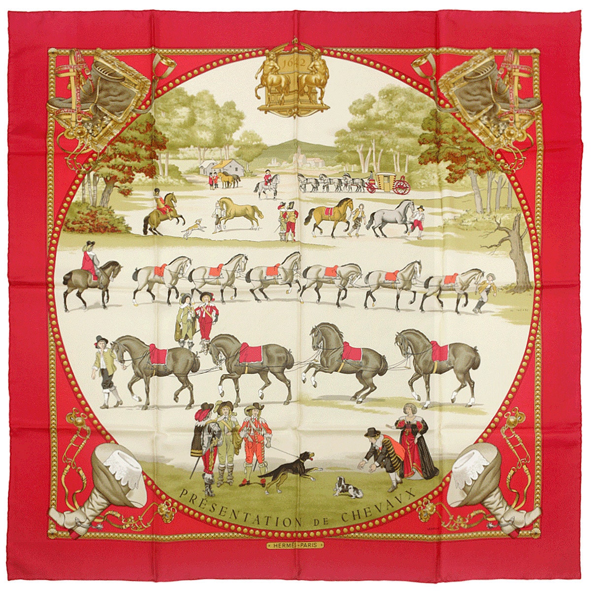 Hermes Scarf "La Presentation de Chevaux" by Philippe Ledoux 90cm Silk | Carre Foulard