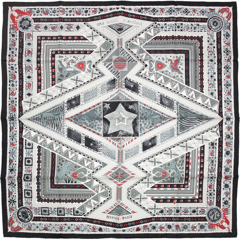 Hermes Scarf "Ors Bleus d'Afrique" by Zoe Pauwels 90cm Silk | Carre Foulard