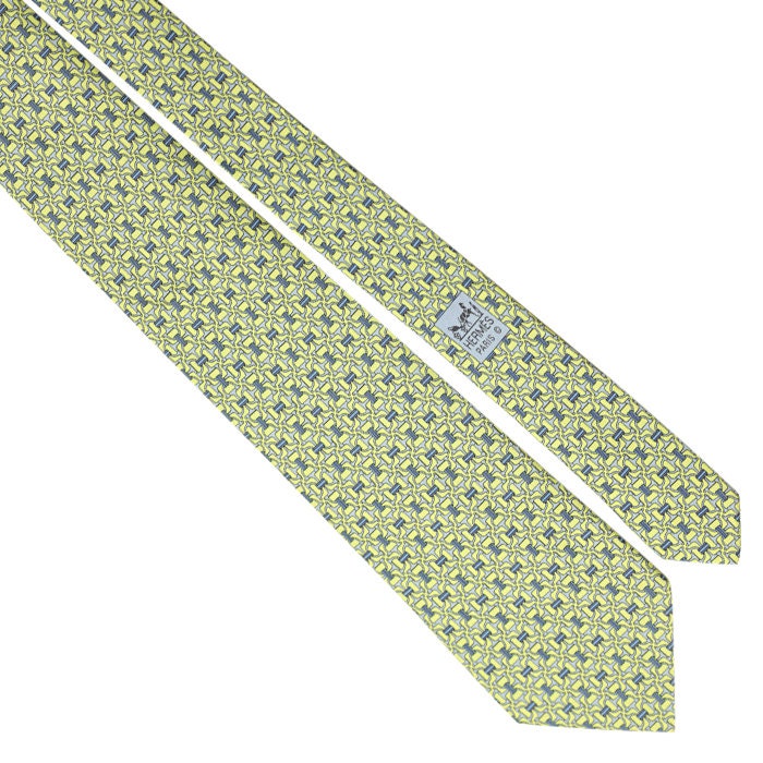 Hermes Men's Silk Tie Equestrian Stirrups Pattern 5560