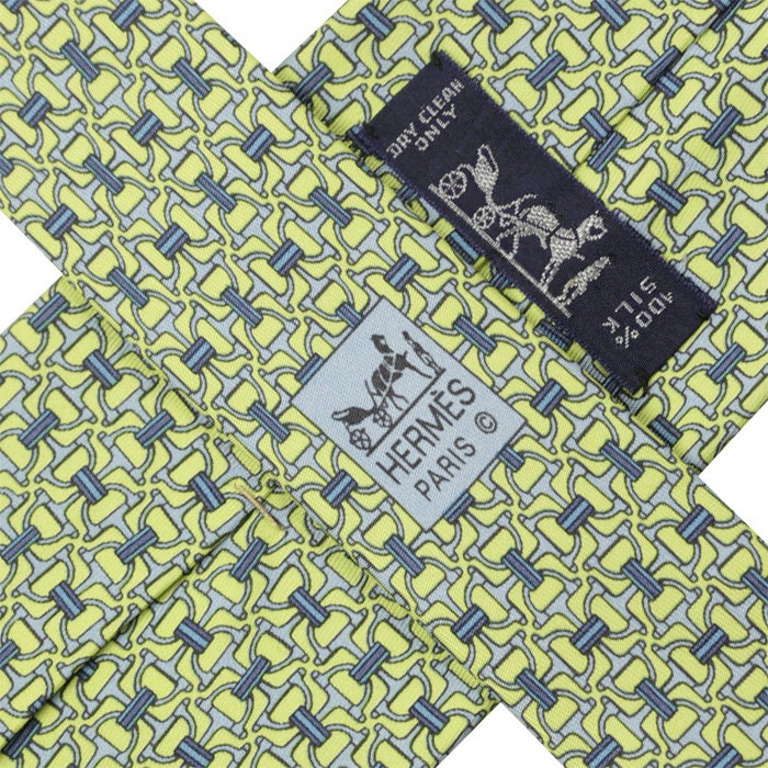 Hermes Men's Silk Tie Equestrian Stirrups Pattern 5560
